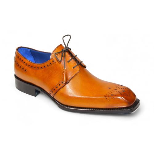 Emilio Franco "Lando" Gold Genuine Italian Calf Leather Lace-Up Dress Shoes.